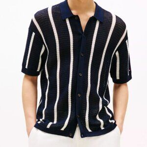 Tommy Hilfiger Men's Short-Sleeve Stripe Open-Knit Overshirt - Size Medium - New